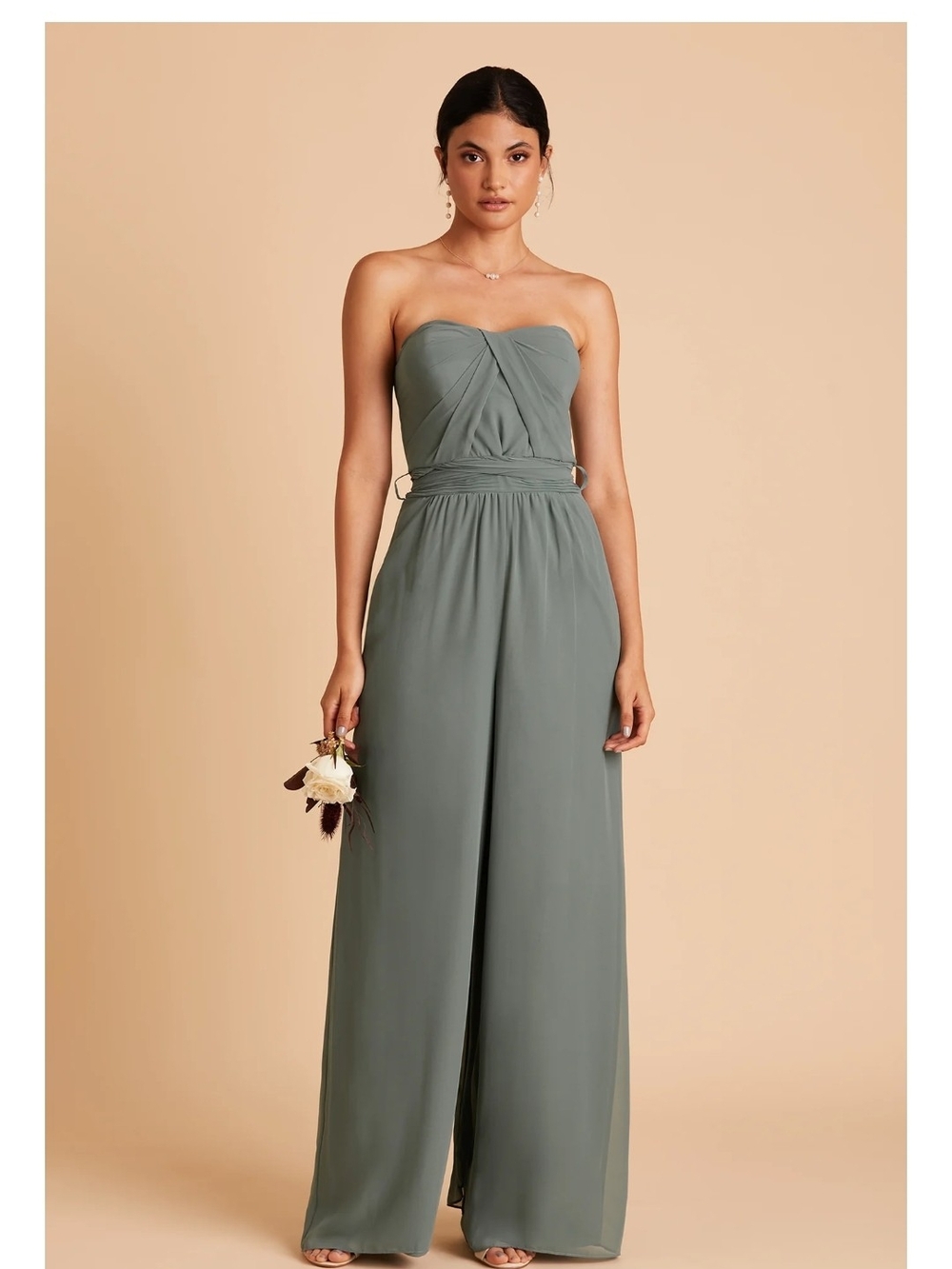 Birdy Grey Gigi Dress Chiffon Sea Glass Jumpsuit Size Medium
